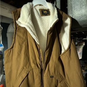 MENS LEE SHERPA LINED CANVAS VEST